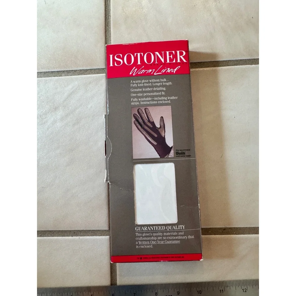 Isotoner Warm Lined Gloves Camel Tan Leather Detail Vintage 24011 One Size
